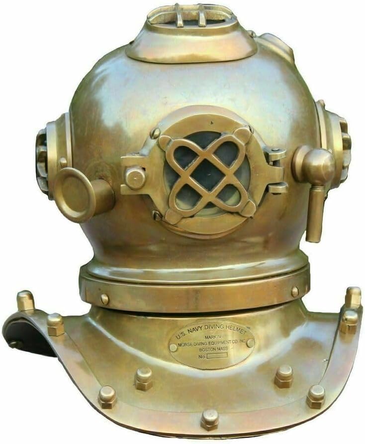 Maritime Mini Deep Sea Diving Helmet Scuba Divers Home Decor, Gold