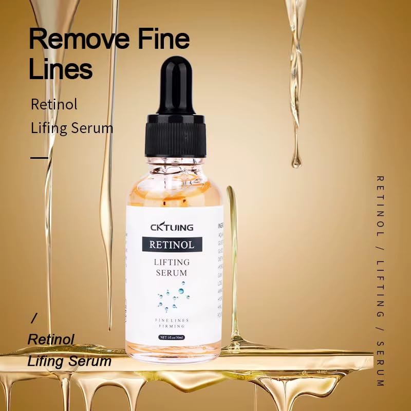 Miniatura 2 de CKTUING Suero de retinol cuidado de la piel antienvejecimiento, reafirmante y reductor de arrugas con vitamina C, ácido hialurónico e hidratante