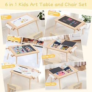 Sensory Table and Chair for Toddlers 2-8, Wood Kids Activity Table with Storage Bins, Toddler Play Table with Roll Holder for Drawing Paper, Kids Art Table with Double-Sided Graffiti Sensory Table and Chair for Toddlers 2 8 Wood Kids Activity Table with Storage Bins Toddler Play Table with Roll Holder for Drawing Paper Kids Art Table with Double Sided Graffiti