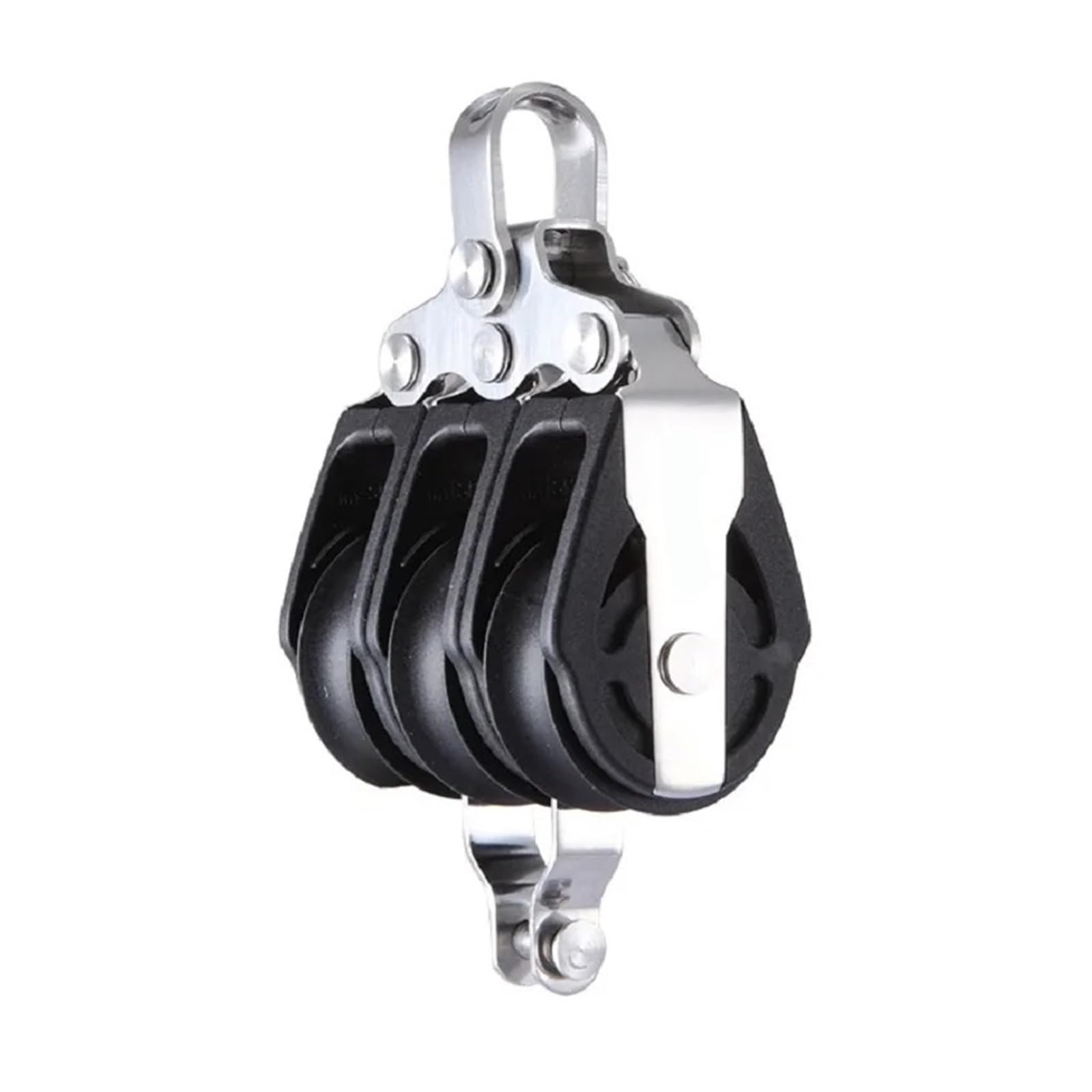 Bloque triple de 29 mm con roldanas de baja fricción para control de velas
