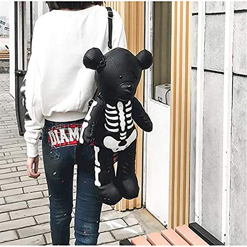 Mengeryt Gothic Skeleton Bear Backpack Punk Designer Backpacks For Adolescent Girls (Black) #TOP6