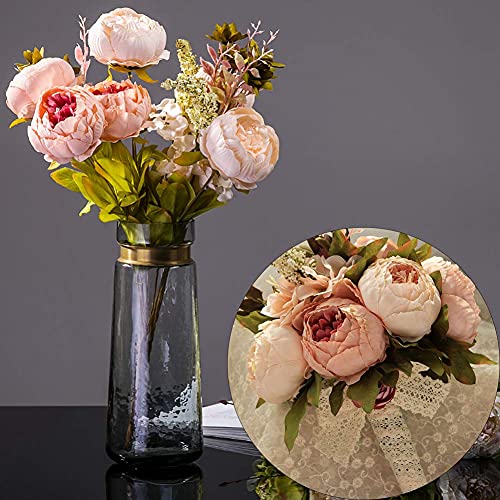Sisjuly Handmade Artificial Peony Silk Flowers Bouquet Wedding Bouquet Bridal Bridesmaid Bouquet Home Wedding Decoration (Champagne) #TOP6