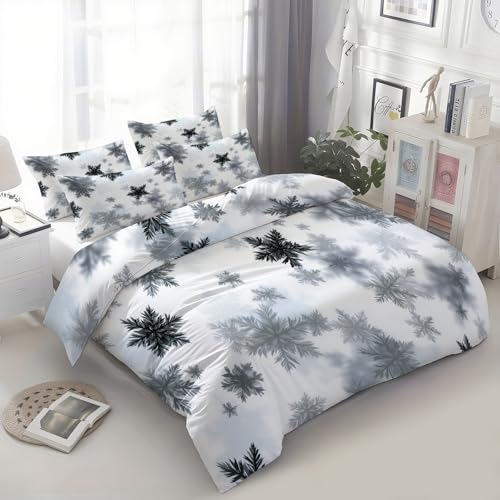 Housse de couette avec fermeture éclair microfibre douce blanche 240x260 - 3