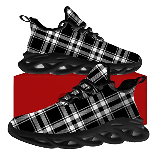 Ciadoon Plaid Shoes for Men Women Road Running Shoes Sport Walking Tennis Sneakers Athletic Shoes Gifts for Boy Girl2