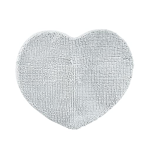 Sweet Home - Tapis de Bain Antiderapant en Chenille Absorbant, Forme de Coeur Idéal comme Tapis Chambre Fille, Enfant et Adulte, Tapis Salon et Cuisine - Tapis Salle de Bain Lavable, 60x50 cm, Blanc Cover