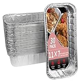Rixordd 30 Pack Grease Cup Liners 11.0 x 7.1 x 2.5 Inches, Heavy Duty Aluminum Foil Drip Pan Liners for Grill & Smoker