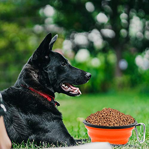 Image of SLSON Collapsible Dog Bowl, 2 Pack Collapsible Dog Water Bowls for Cats Dogs, Portable Pet Feeding Watering Dish for Walking Parking Traveling with 2 Carabiners (Large, Orange+Pink)