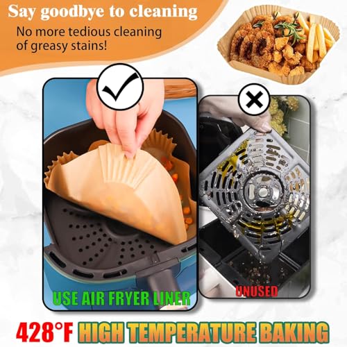 Image of 100 PCS Air Fryer Paper Sheets Disposable Oil-Proof Parchment Liners Non-Stick Round Paper for Air Fryer, Baking, Frying, Cooking, Roasting & Microwave Use