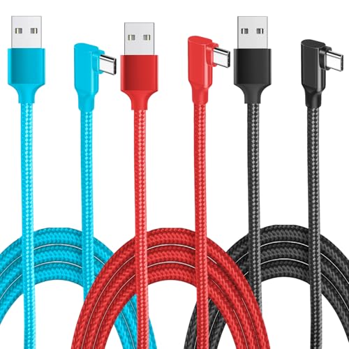 USB C Charger Cable 3Pack 3FT Right Angle USB C Fast Charging Cord Type C Charger Lead 90 Degree Braided USBA to C Cable for iPhone 17 16 15 Pro Max Samsung Galaxy S23 S22 Note 10 Huawei Google Pixel