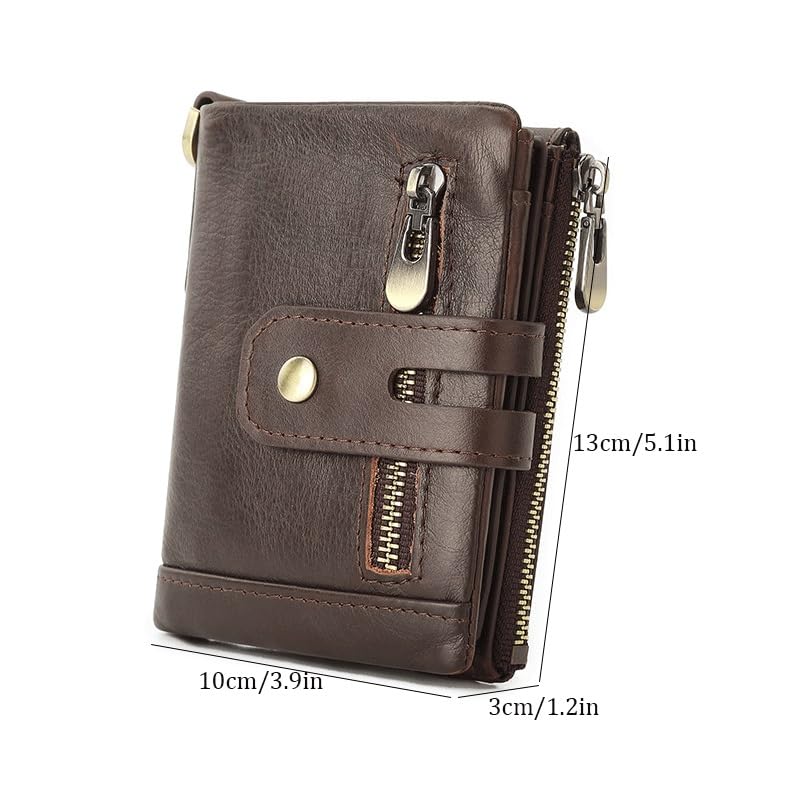 Men's wallet Men's Genuine Leather Wallet Large Capacity Top Layer Cowhide Money Clips for Father，Husband(Gray)3