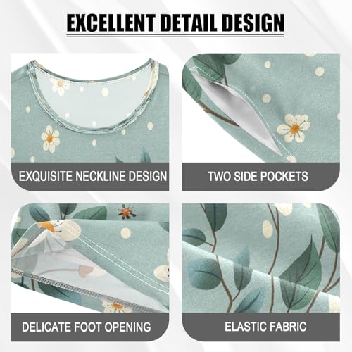 senya Short Sleeve Pajamas Sets Summer Cotton Sleepwear Green Flower4