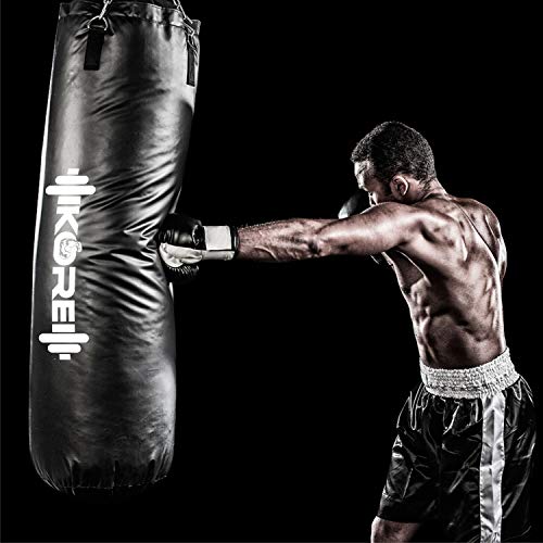 Image of KORE Phantom 2 Feet Unfilled Heavy Black Punching Bag SRF Material Boxing MMA Sparring Punching Training Kickboxing Muay Thai with Rust Proof Stainless Steel Hanging Chain