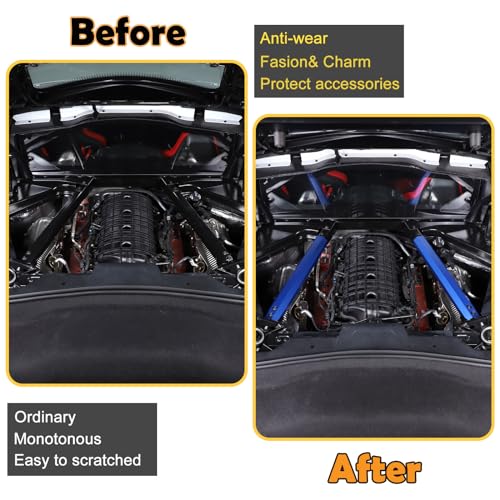 Image of CHEAYAR Engine Bay Panel Cover Compatible with Chevrolet Corvette C8 2020-2023, Engine Shroud Cover Panel Trims, C8 Accessories 2PCS (Engine Rod - Blue)