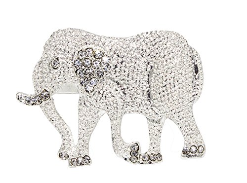 Fennco Styles Gorgeous Crystal Elephant Metal Napkin Rings, Set of 4 - Silver Animal Napkin Holders for Family Dinner, Holiday, Banquet, Wedding, Themed Event and Special Occasion