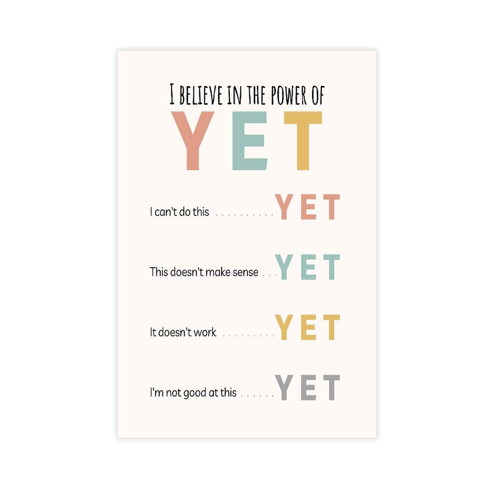 GJtyRFH The Power of Yet Growth Mindset Mental Health Wall Art Canvas Wall Art Posters And Prints Room Aesthetic Bedroom Office Decor 24" L X 36" W
