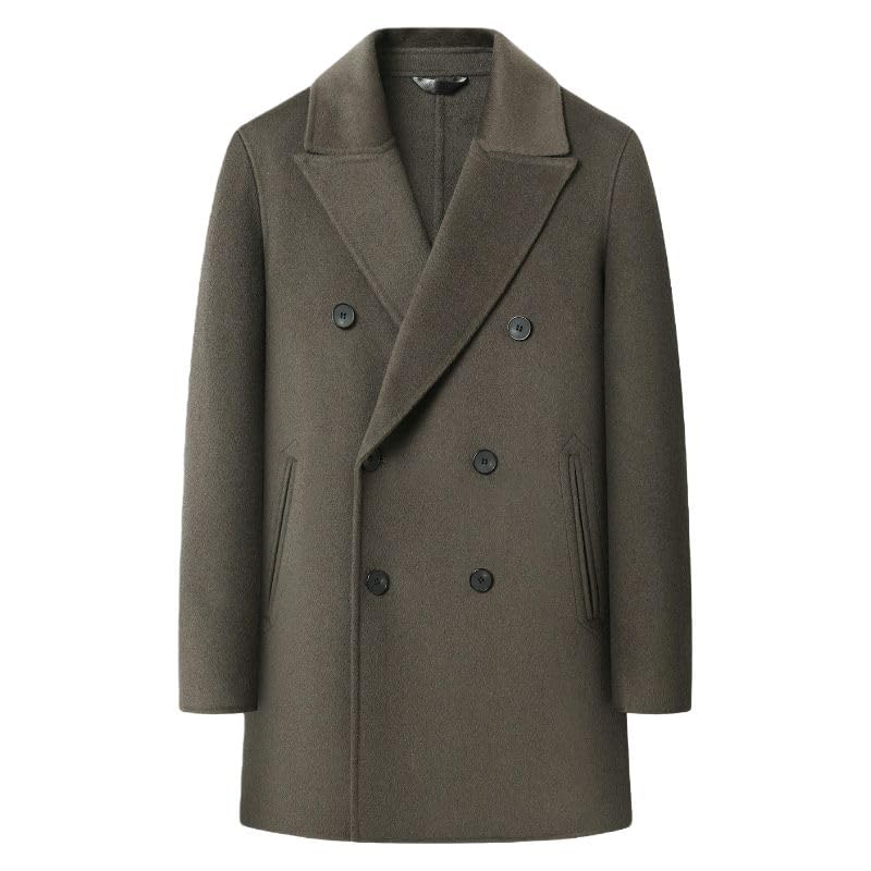 Gabardina de lana para hombre abrigo largo con botones de otoño e invierno 5