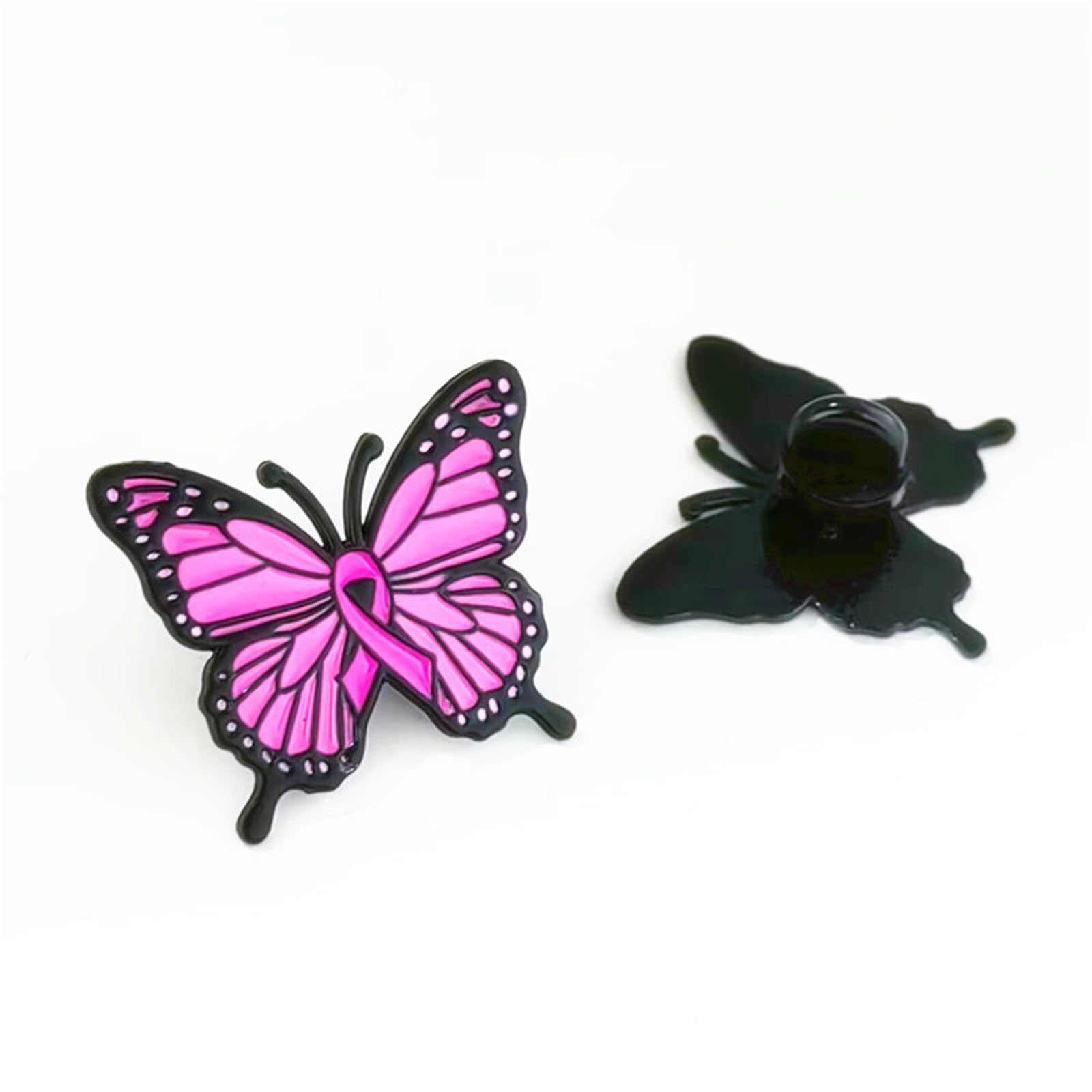 Elegante broche de mariposa de aleación Zn para educación sobre el cáncer de mama con imperdible de mariposa