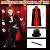 Magic Kit for Kids Magic Set- Magic Tricks Set for Kids Age 6 8 10 12, with Magician Costume Magic Wand for Pretend Play Magician Set, Easy to Follow Magic Toy Gifts for Girls and Boys Beginners