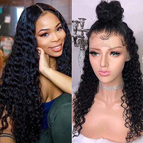 Maxine 10A Grade 360 Lace Frontal Wigs Human Hair Pre Plucked Natural Hairline with Baby Hair Brazilian Water Wave Wet and Wavy Human Hair Lace Frontal Wigs for Black Women 18"