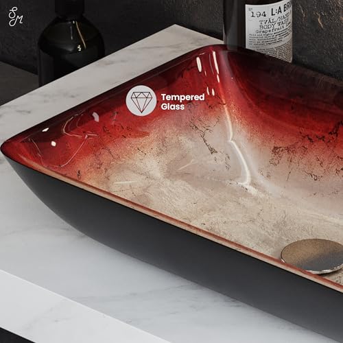 Swiss Madison Well Made Forever SM-VSF295 Cascade Rectangular Glass Vessel Sink with Faucet (Ember Red) by Swiss Madison - Used condition - Image 2