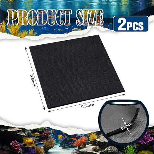 Image of Aquarium Leveling Mat 2PCS /Set Neoprene Non-Slip Shockproof Fish Tank Pad Waterproof Textured Surface for Uneven Surfaces Durable Fish Tank Mat with Easy-Cut Edges (No Glue, 11.8 x 11.8 Inch)
