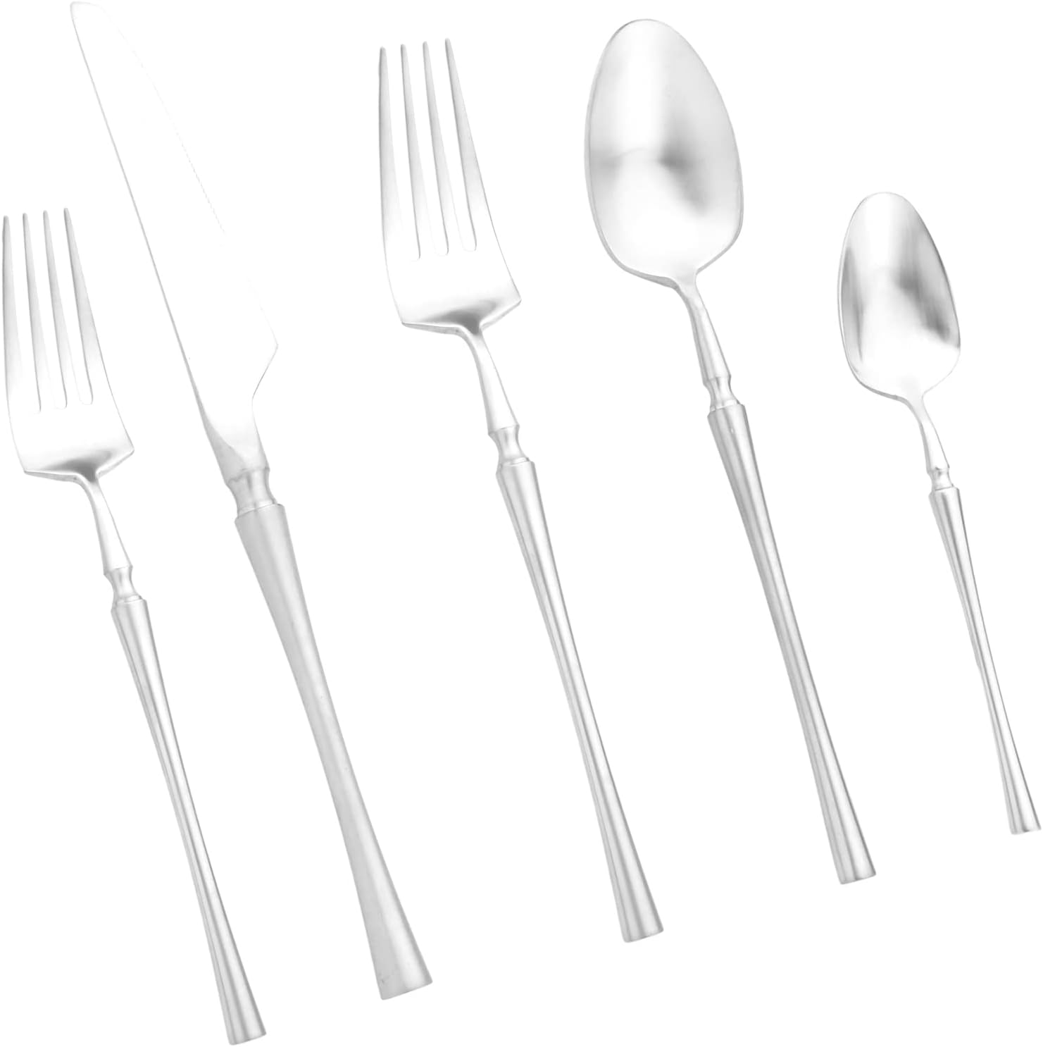 Gugrida 20-piece 18/10 Stainless Steel Matte Silver Flatware/Cutlery/Tableware Set Service for 4 Person, Include Knife/Fork/Spoon, Matte Finish(Silver)