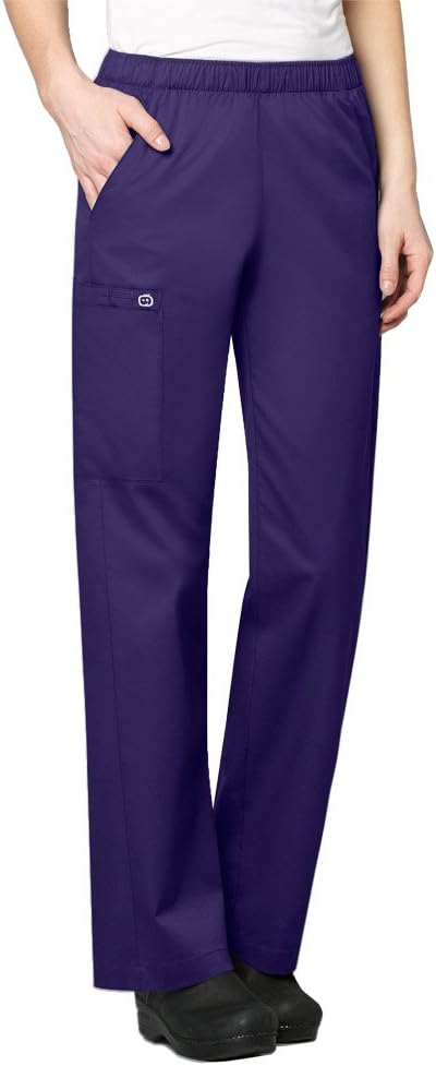 WonderWink Women's Pull-On Cargo Pant, Grape, X-Small Tall