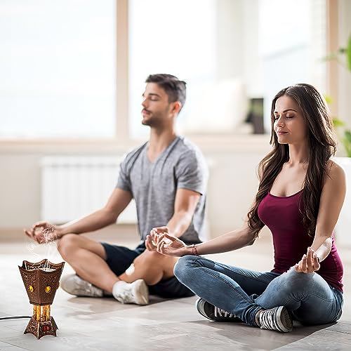 SEWACC Bakhoor Electric Incense Burner Middle Eastern Style Tabletop Electric Censer Censer Metal Incense Burner for Home Office by SEWACC - Image 8