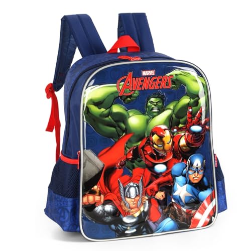 Luxcel, Mochila de Costa Infantil Escolar Azul Heróis Marvel Luxcel