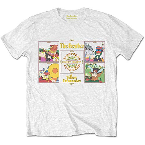 Rock Off The Beatles Yellow Submarine SGT Pepper Band Officiel T-Shirt Hommes Unisexe - Les Beatles, Paul McCartney, John Lennon, RIngo Starr, George Harrison Rock Off The Beatles Yellow Submarine SGT Pepper Band Officiel T-Shirt Hommes Unisexe