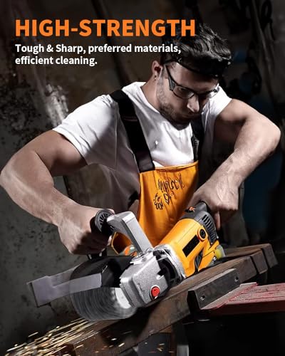 Image of 4.7 inchx 4 inch Twisted Steel Wire Wheel Multi Surface Texturing, 0.02 inch Coarse Knotted Wire Brush Drum Surface Conditioning Tool for Metal Removing Rust Wood Grain Restoration-3 /4 Quad Keyway