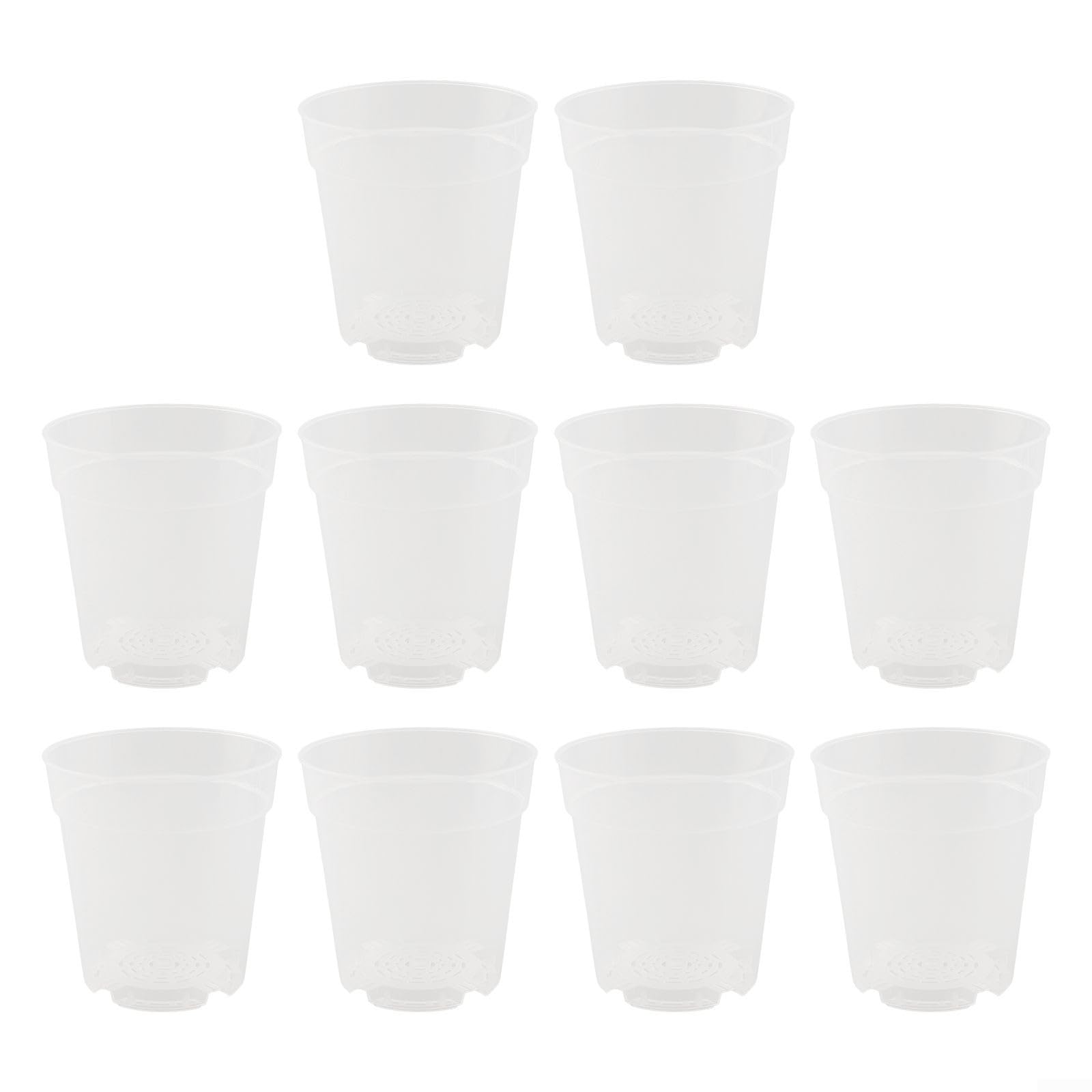 Clear Plastic Plant Pots Set of 10 - Transparent Nursery Containers with Drainage Holes for Indoor Outdoor Plants, Orchids, Succulents, Herbs - Lightweight Breathable(5.2 inches)