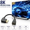 Cable extensor HDMI 2.1 8K con ángulo de 90 grados hacia la izquierda, corto de 0.5 pies | Cable extensor HDMI de alta velocidad 48Gbps, adaptador macho a hembra 8K@60Hz 4K@120Hz para TV de pared/PS5/Xbox/Roku Stick/monitor/PC 4