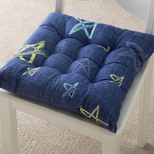 Hixingo Set of 2 Chair Cushions, Seat Cushions with Ties for Dining Kitchen, Polyester Garden Chair Cushions Washable Modern Seat Pads (45x45cm(Pack of 2),Star)