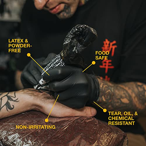 4Lifetimelines Large/X-Large Industrial Black Nitrile Gloves, Rip & Chemical Resistant, Latex-Free Disposable Gloves, Fingertip Textured, 4 Mil Thick (Box Of 100) #TOP2