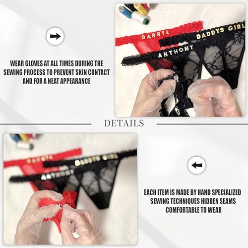 2-Pack Personalized Thongs With Names, Custom Thong with His Name on it for Women Valentine's Day Black3