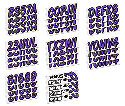 Image of Whipline Solid Purple /Black 3 inch Alpha-Numeric Registration Identification Numbers Stickers Decals for Boats & Personal Watercraft