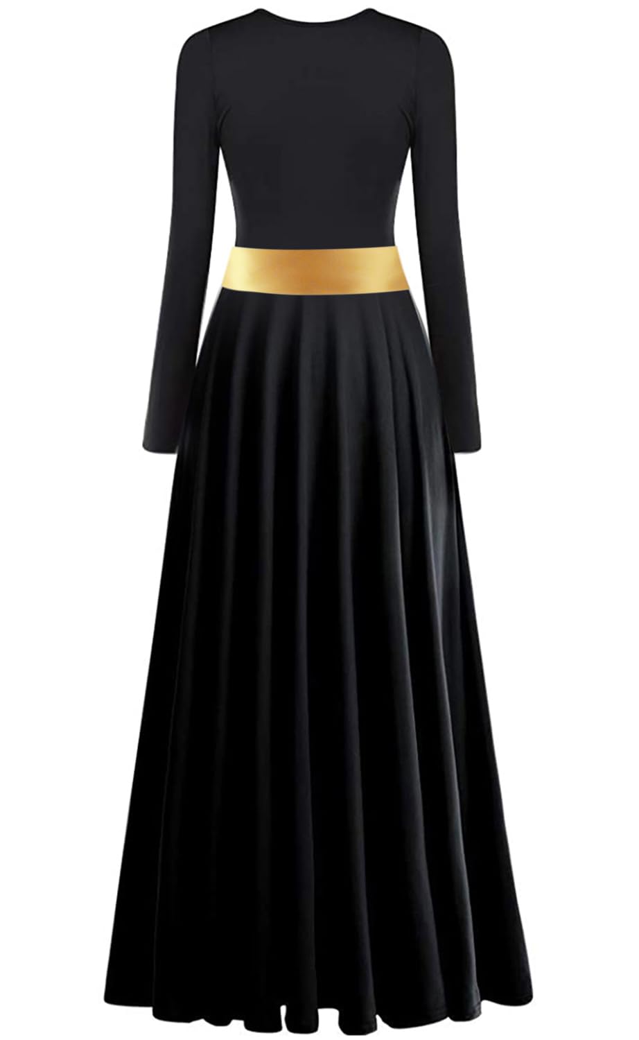 Damen Lob Tanzkleid Unregelmäßiges Gold Metallic Langarm Liturgische Anbetung Kirche Lyrisches Tanzkostüm