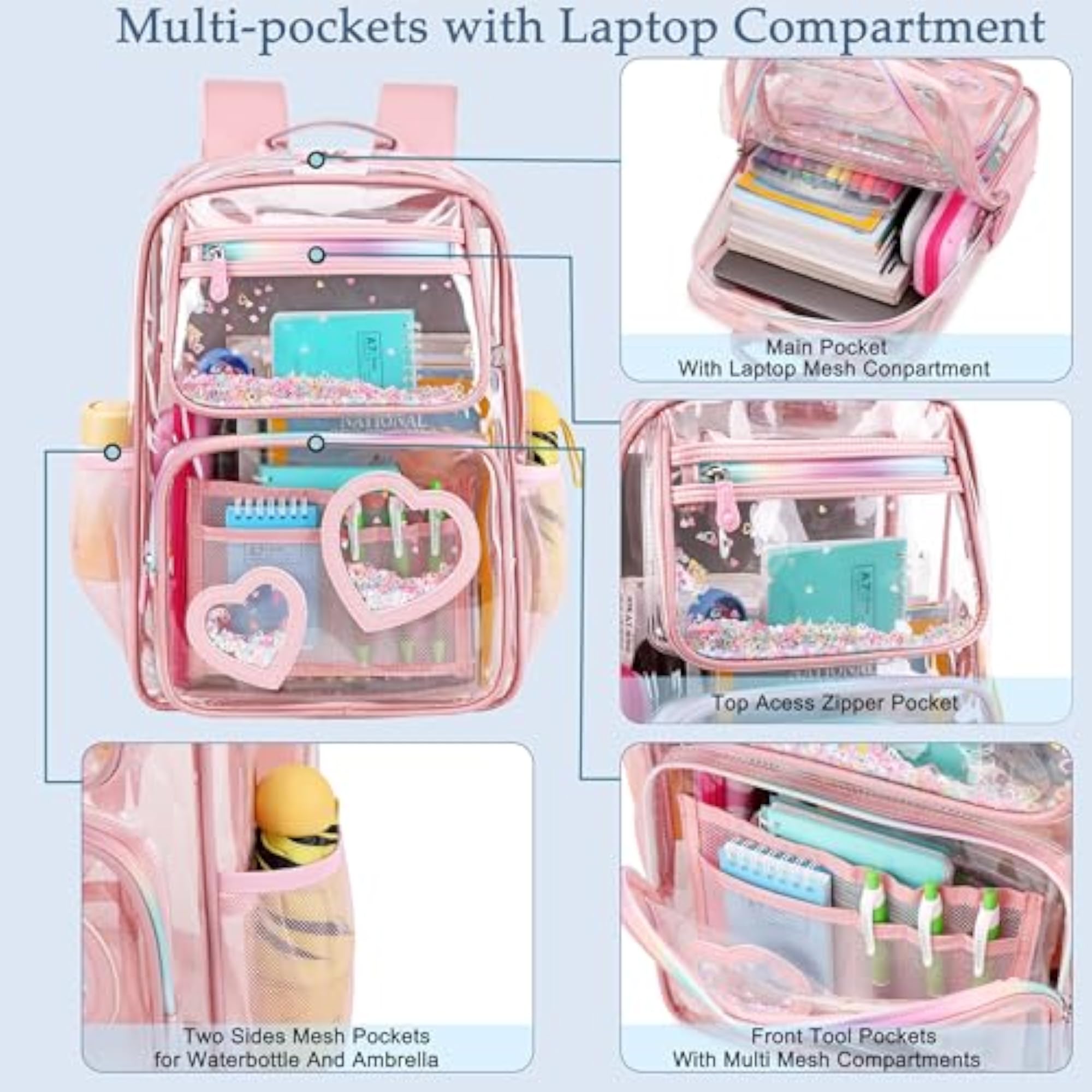 Women's Heavy Duty Clear Backpack for School Events