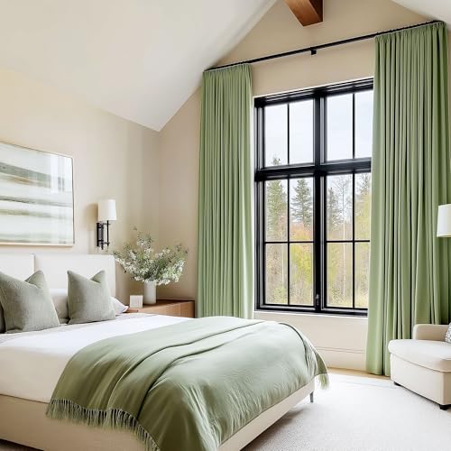 Image of Beauoop Sage Green Velvet Curtains 90 Inches Long 2 Panels for Bedroom Living Room Soft Luxury Room Darkening Thermal Insulated Soundproof Rod Pocket Window Treatments Drapes, 52X90 Set of 2