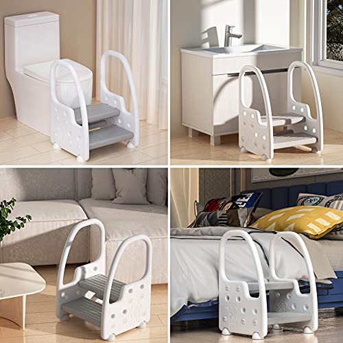 Image of Step Stool for Kids,Toddler Adjustable Step Stool with Handles and Non-Slip Steps,2 Step Stool for Toilet,Toddler Children Potty Training Kitchen Helper Foot Stool,Pink