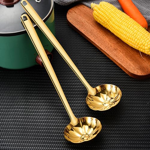 Cuchara de cocina de acero inoxidable y cucharón ergonómico resistente al calor 4
