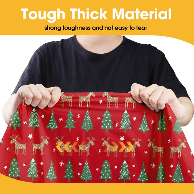 Image of Niuara Christmas Red Plastic Table Cloth - 4 Pack 54 inch x 108 inch Rectangle Disposable Tablecloths for 6FT Tables, Table Cover for Party, Holiday & Gathering Use