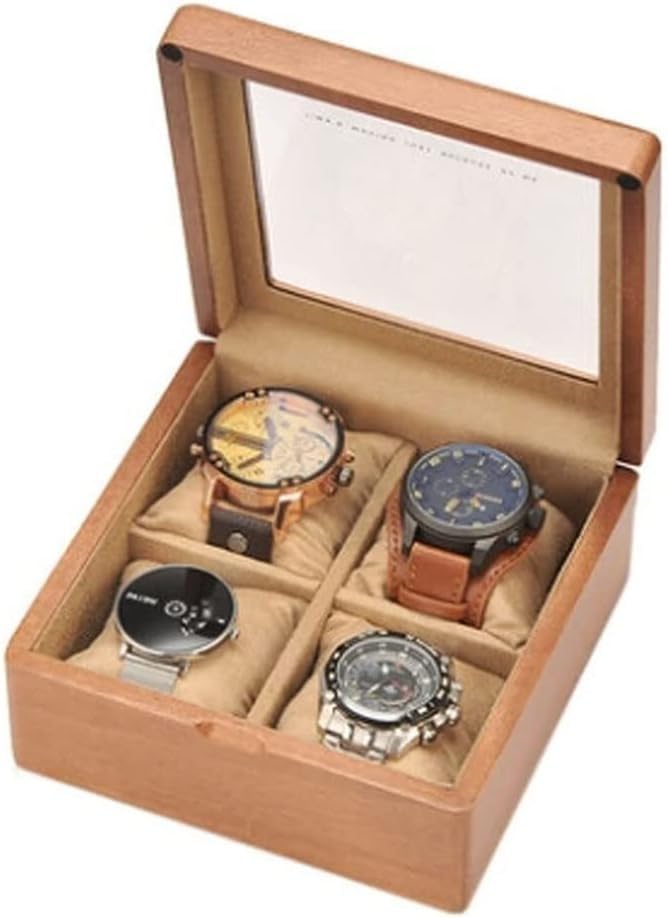 Boîte montre bois YZCIS coffret de rangement en verre véritable chic