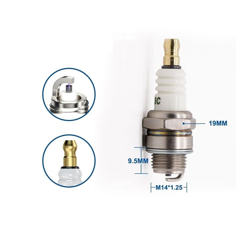 WANGLCNSDB Piezas de cortadora de césped Bujías de Encendido antorcha L6C Motor pequeño reemplazar Apto Fit For Vela BM6A Motosierra de 2 Tiempos cortacésped Strimmer