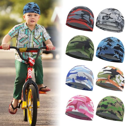 8Pcs Kids Helmet Liner Skull Cap Unisex Baby Beanie Cap Football Sports Wicking Cap Running Hat3