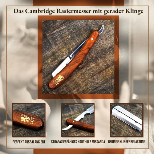Cambridge Cutthroat Rasiermesser aus Edelstahl mit Holzgriff