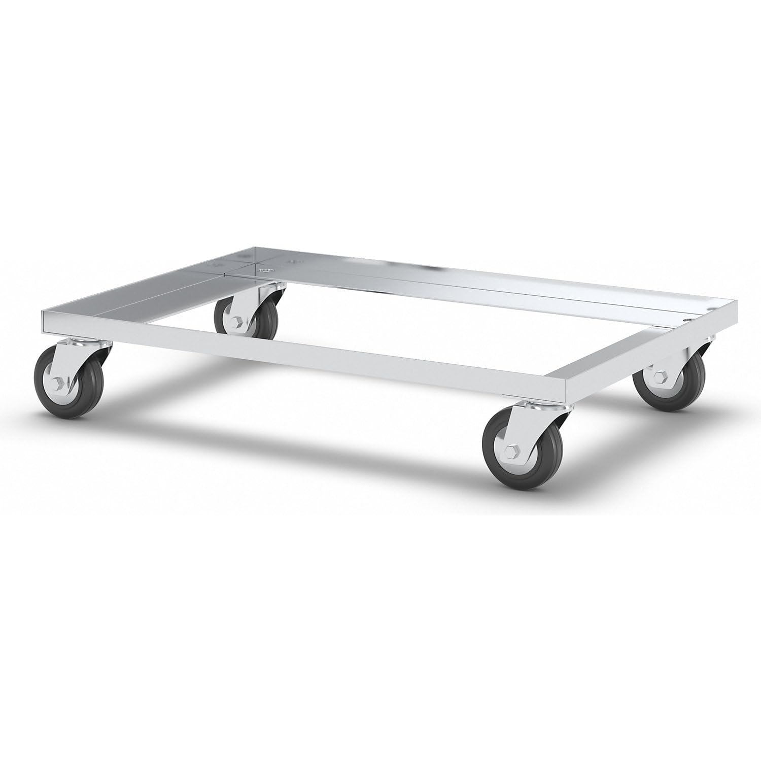 Bastidor rodante de aluminio, carga máx. 200 kg, con protección contra hilos, ruedas de polipropileno, negro. | Capacidad de carga de 200 kg, con protector de hilo, ruedas de polipropileno, color negro