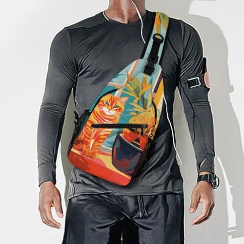 Bolso cruzado casual para pecho y hombro con diseño de gato miniatura 7