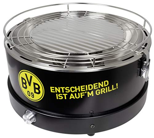 BVB Fanartikel Holzkohle-Grill mit Aktivlüftung Tischgrill Reisegrill Campinggrill